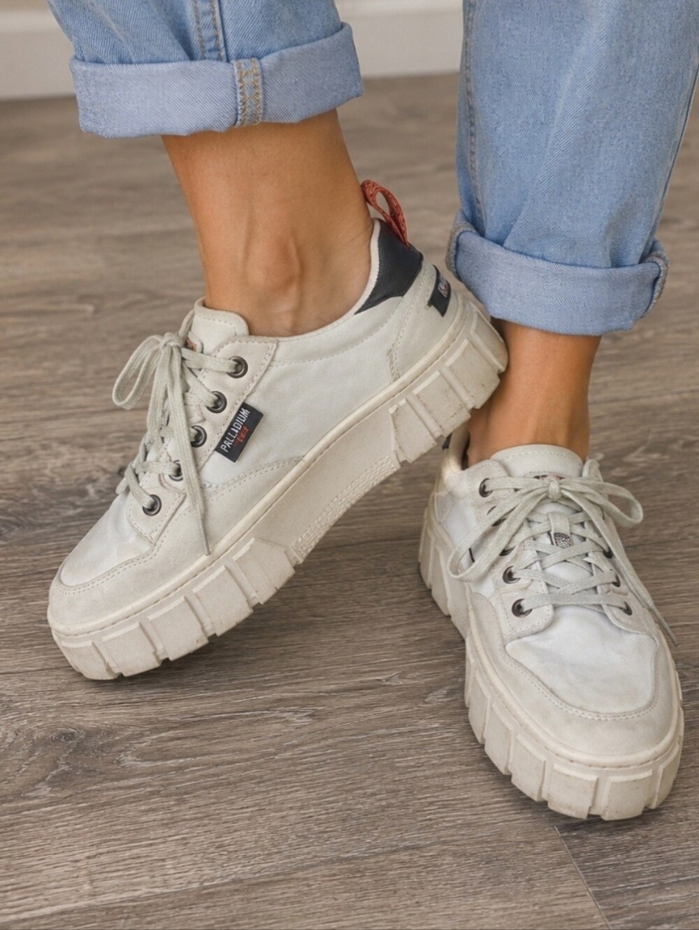 Palladium White and Black Women's Sneakers